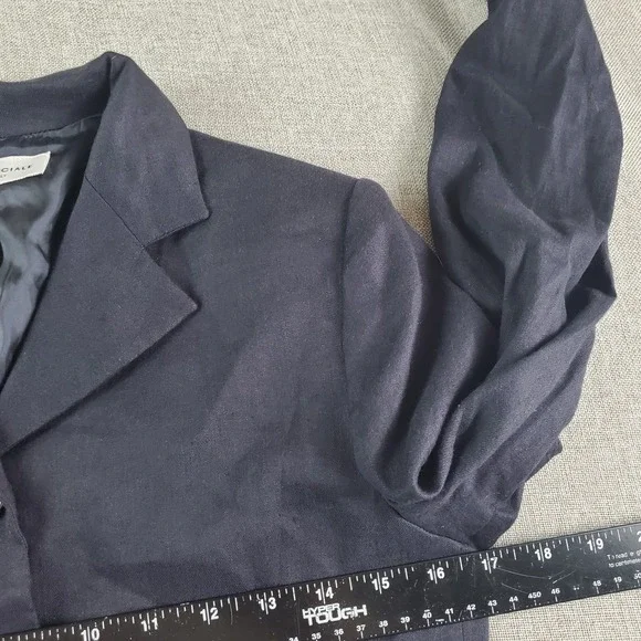 Sonia Speciale Blazer Womens 42 Dark Blue Flax Linen Blend Half Lined Italy - Picture 10 of 14